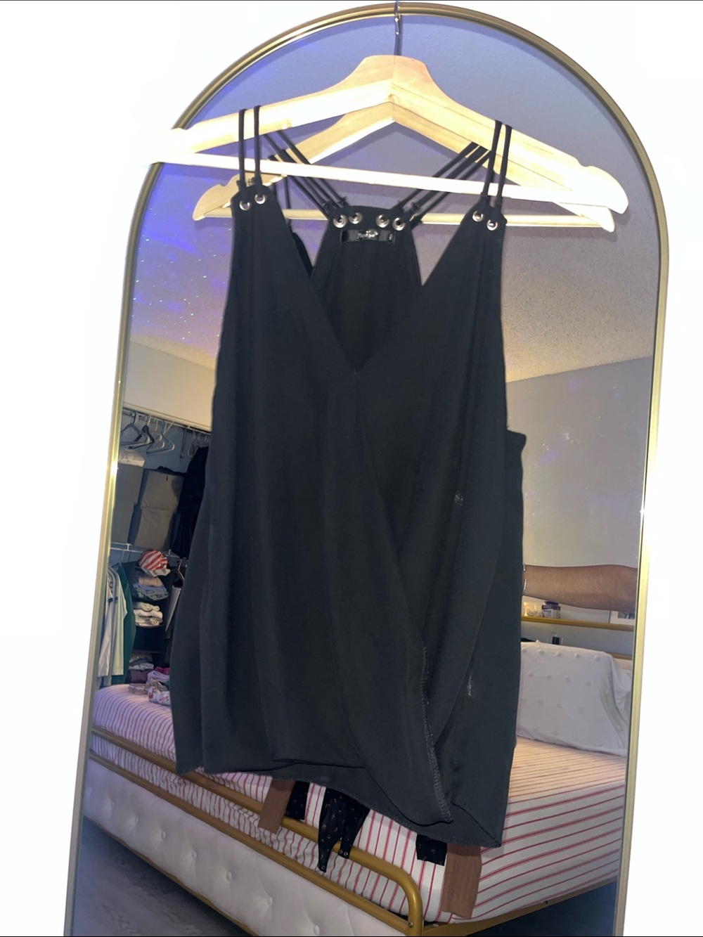 Papaya Black Double-Strap V-Neck Camisole
